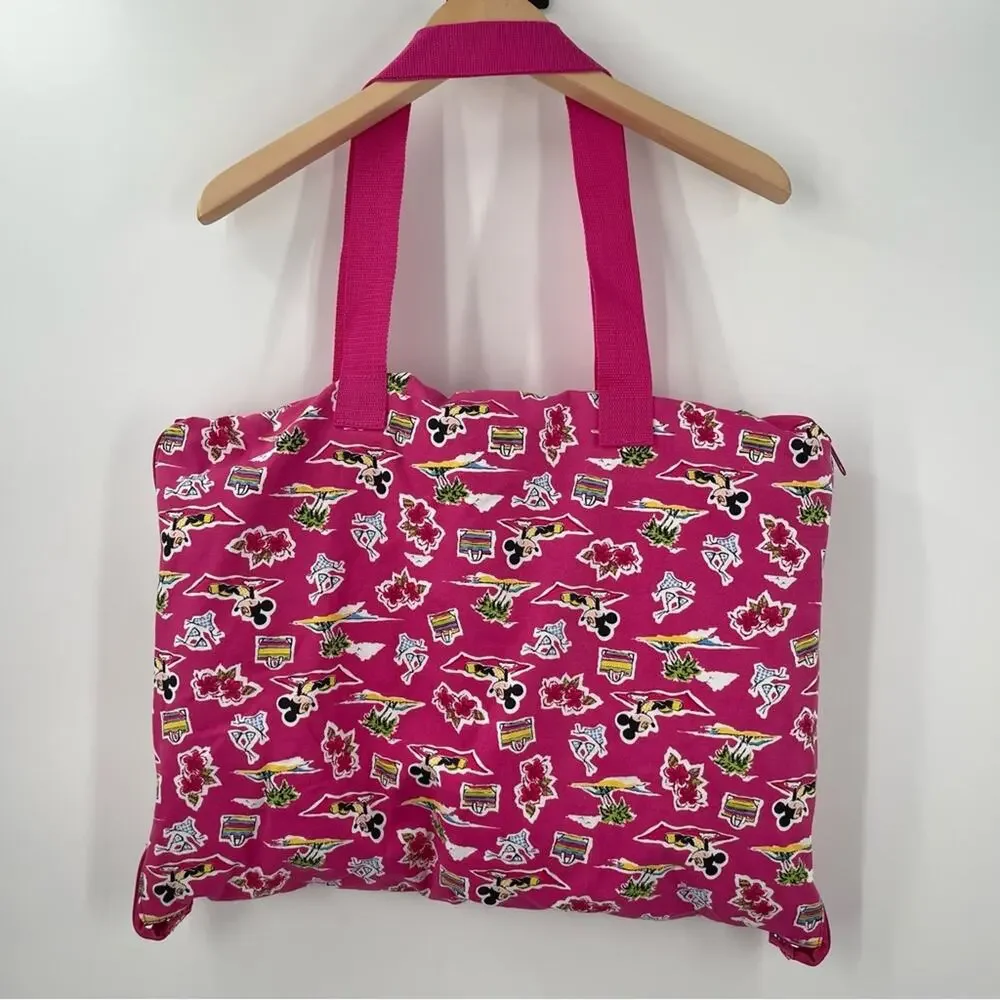 DISNEY STORE Beach Towel with Attached Bag Tote Minnie Mouse Pink Zipper Travel